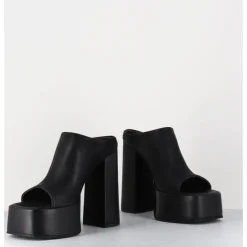 Clearance SORT AARHUS Mules à plateforme talon haut en cuir gras - 3765 GAS NERO NOIR