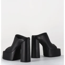 Clearance SORT AARHUS Mules à plateforme talon haut en cuir gras - 3765 GAS NERO NOIR