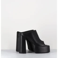 Clearance SORT AARHUS Mules à plateforme talon haut en cuir gras - 3765 GAS NERO NOIR