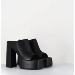 Clearance SORT AARHUS Mules à plateforme talon haut en cuir gras - 3765 GAS NERO NOIR
