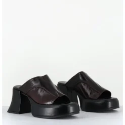 Outlet E8 BY MIISTA Mules à plateformes 70s cuir & surpiqûres - LOTA BROWN SANDAL MARRON