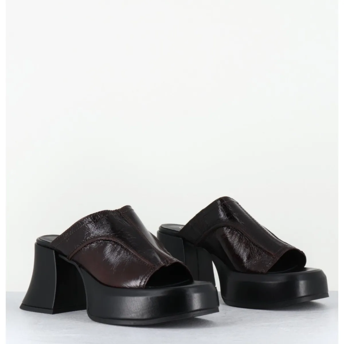 Outlet E8 BY MIISTA Mules à plateformes 70s cuir & surpiqûres - LOTA BROWN SANDAL MARRON