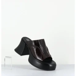 Outlet E8 BY MIISTA Mules à plateformes 70s cuir & surpiqûres - LOTA BROWN SANDAL MARRON