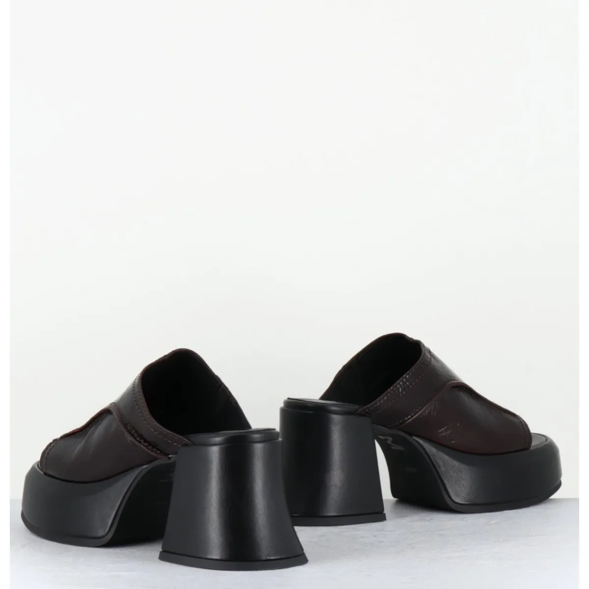 Outlet E8 BY MIISTA Mules à plateformes 70s cuir & surpiqûres - LOTA BROWN SANDAL MARRON