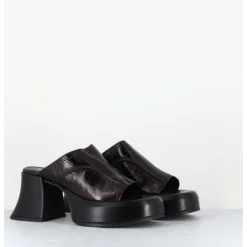 Outlet E8 BY MIISTA Mules à plateformes 70s cuir & surpiqûres - LOTA BROWN SANDAL MARRON