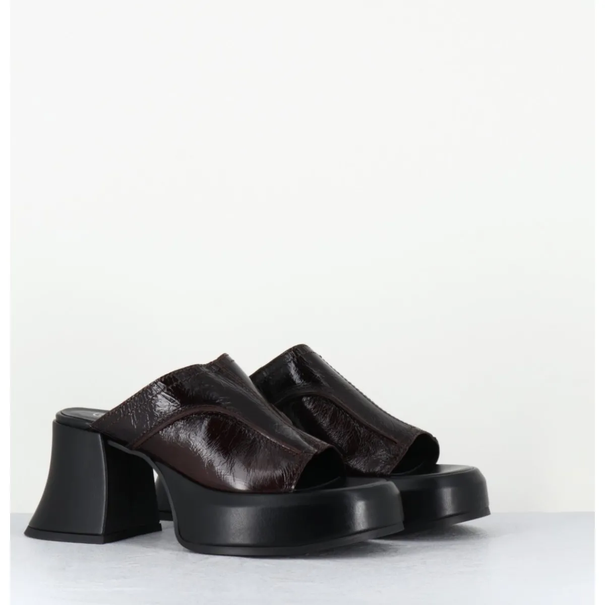 Outlet E8 BY MIISTA Mules à plateformes 70s cuir & surpiqûres - LOTA BROWN SANDAL MARRON