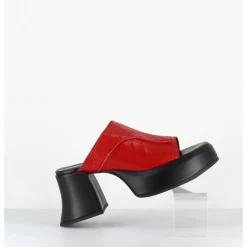 Online E8 BY MIISTA Mules à plateformes 70s cuir & surpiqûres - LOTA RED SANDAL ROUGE