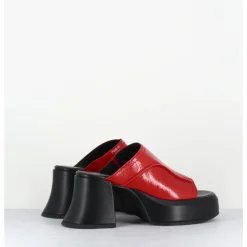 Online E8 BY MIISTA Mules à plateformes 70s cuir & surpiqûres - LOTA RED SANDAL ROUGE