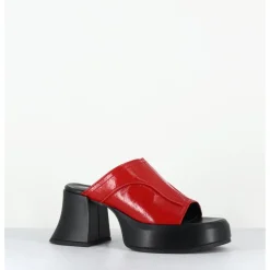 Online E8 BY MIISTA Mules à plateformes 70s cuir & surpiqûres - LOTA RED SANDAL ROUGE