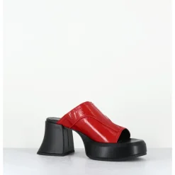 Online E8 BY MIISTA Mules à plateformes 70s cuir & surpiqûres - LOTA RED SANDAL ROUGE