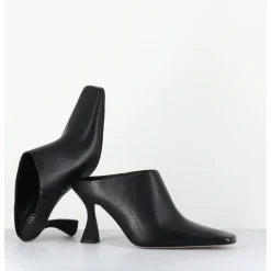 E8 BY MIISTA Mules à talon bout carrré en cuir - MANUELA BLACK MULES NOIR