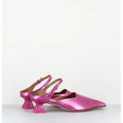 New MIISTA Mules bout carré petit talon en cuir irisé - DELF PINK COURT ROSE