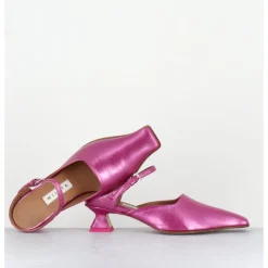 New MIISTA Mules bout carré petit talon en cuir irisé - DELF PINK COURT ROSE