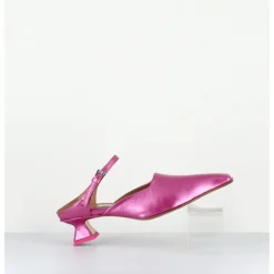 New MIISTA Mules bout carré petit talon en cuir irisé - DELF PINK COURT ROSE