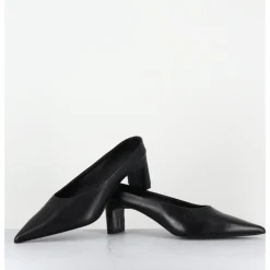 Sale TO&CO Mules bout pointu petit talon en cuir - MULP BLACK COWHIDE NOIR