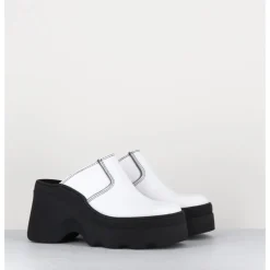 New E8 BY MIISTA Mules compensées cuir 90s wedge - MIRABELLA WHITE MULES BLANC