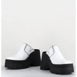 New E8 BY MIISTA Mules compensées cuir 90s wedge - MIRABELLA WHITE MULES BLANC