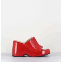Clearance GARRICE LAB Mules compensées 90s en cuir vernis - MASA1 CINDY ROSSO ROUGE