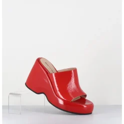 Clearance GARRICE LAB Mules compensées 90s en cuir vernis - MASA1 CINDY ROSSO ROUGE