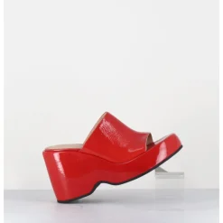 Clearance GARRICE LAB Mules compensées 90s en cuir vernis - MASA1 CINDY ROSSO ROUGE
