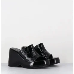 Outlet GARRICE LAB Mules compensées 90s en cuir vernis - MASA2 CINDY NERO NOIR