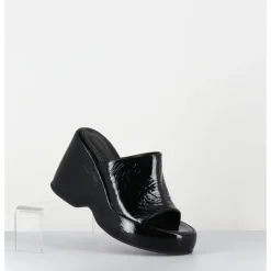 Outlet GARRICE LAB Mules compensées 90s en cuir vernis - MASA2 CINDY NERO NOIR