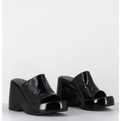 Outlet GARRICE LAB Mules compensées 90s en cuir vernis - MASA2 CINDY NERO NOIR