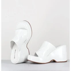 Clearance GARRICE LAB Mules compensées 90s en cuir vernis - MASA4 CINDY BIANCO BLANC