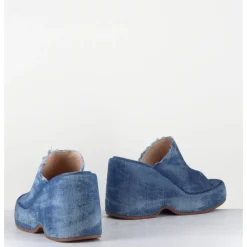 Outlet GARRICE LAB Mules compensées 90s en jean bleu lavé - MASA3 LAVATO JEANS
