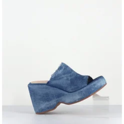 Outlet GARRICE LAB Mules compensées 90s en jean bleu lavé - MASA3 LAVATO JEANS