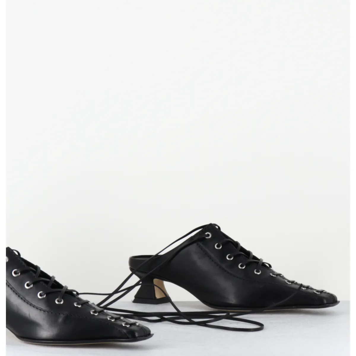 Hot MIISTA Mules en cuir corsetées - ASIAH24 BLACK COURT NOIR