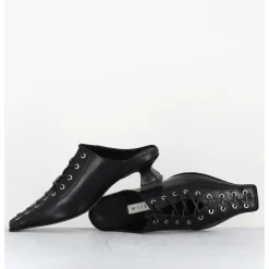 Hot MIISTA Mules en cuir corsetées - ASIAH24 BLACK COURT NOIR