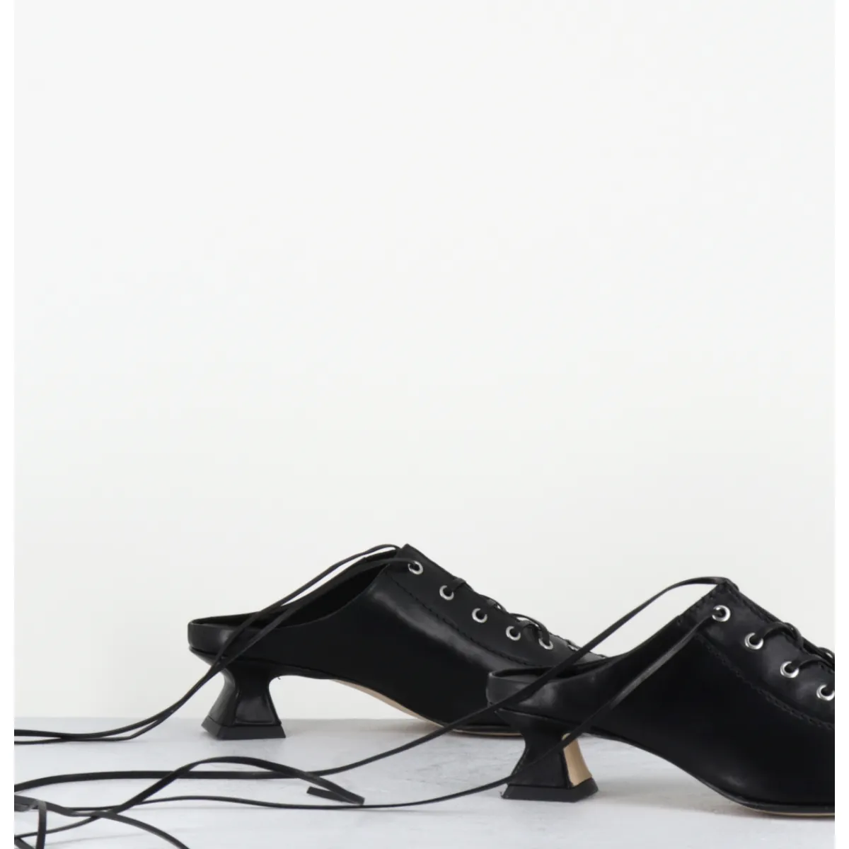 Hot MIISTA Mules en cuir corsetées - ASIAH24 BLACK COURT NOIR