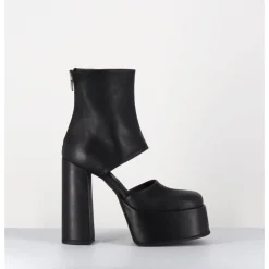 SORT AARHUS Open platform boots en cuir - 3760 GAS NERO NOIR