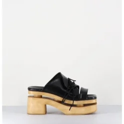 Hot GARRICE LAB Original 70s platform mules cuir - PRIVA SUAVE NERO NOIR