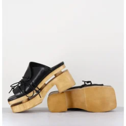 Hot GARRICE LAB Original 70s platform mules cuir - PRIVA SUAVE NERO NOIR