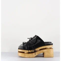Hot GARRICE LAB Original 70s platform mules cuir - PRIVA SUAVE NERO NOIR