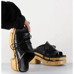 Hot GARRICE LAB Original 70s platform mules cuir - PRIVA SUAVE NERO NOIR