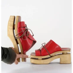 Hot GARRICE LAB Original 70s platform sandals cuir - PRIVA24 SUAVE CHERRY ROUGE