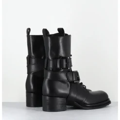 Clearance MALLONI Rangers à boucles en cuir - CUARON BLACK BOOT NOIR