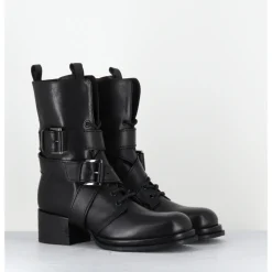 Clearance MALLONI Rangers à boucles en cuir - CUARON BLACK BOOT NOIR