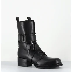 Clearance MALLONI Rangers à boucles en cuir - CUARON BLACK BOOT NOIR