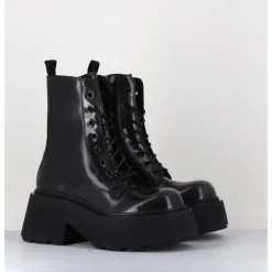 Hot VIC MATIE Rangers à lacets en cuir anthracite fumé - 1D7700D APOLLO SMOG GRIS