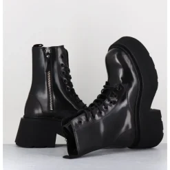 Hot VIC MATIE Rangers à lacets en cuir anthracite fumé - 1D7700D APOLLO SMOG GRIS