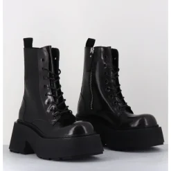 Hot VIC MATIE Rangers à lacets en cuir anthracite fumé - 1D7700D APOLLO SMOG GRIS