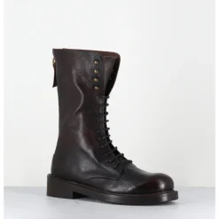 GARRICE LAB Rangers à lacets en cuir bout rond - HANOU DAVIS MOKA MARRON