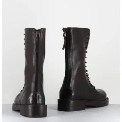 GARRICE LAB Rangers à lacets en cuir bout rond - HANOU DAVIS MOKA MARRON