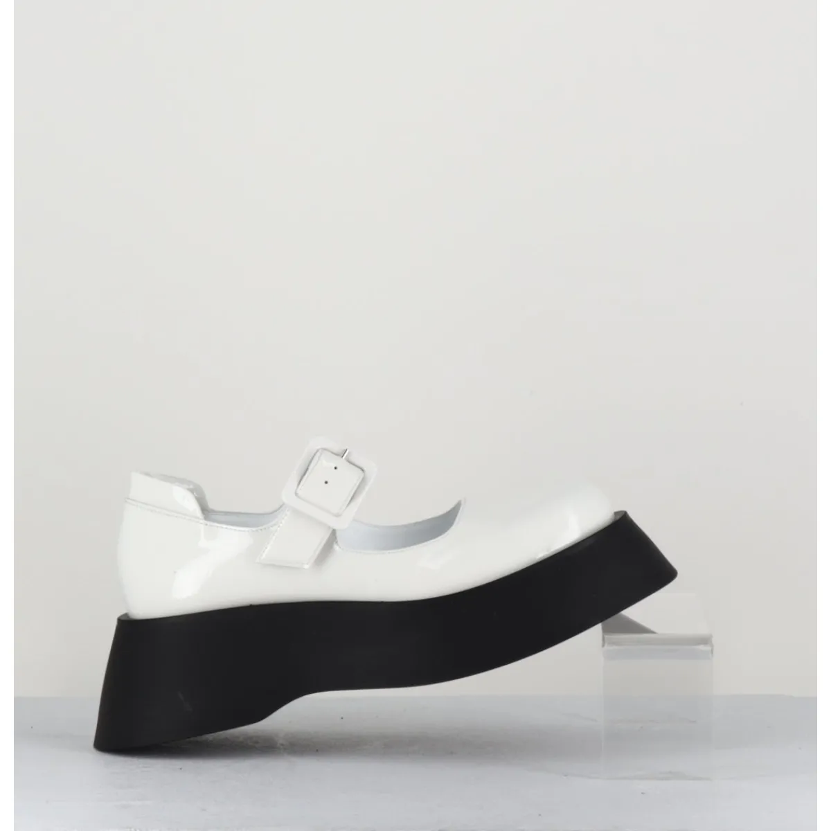 Best GARRICE LAB 90s babies à plateforme en cuir vernis - CORA VERNICE BIANCO BLANC