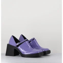 Outlet JUSTINE CLENQUET 90s Mary-Jane en cuir vernis lilas - KIM LILAC PATENT