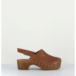 Outlet BOSABO Sabots à bride cuir & rivets bronze - 288 VEGETAL ANTICO CAMEL